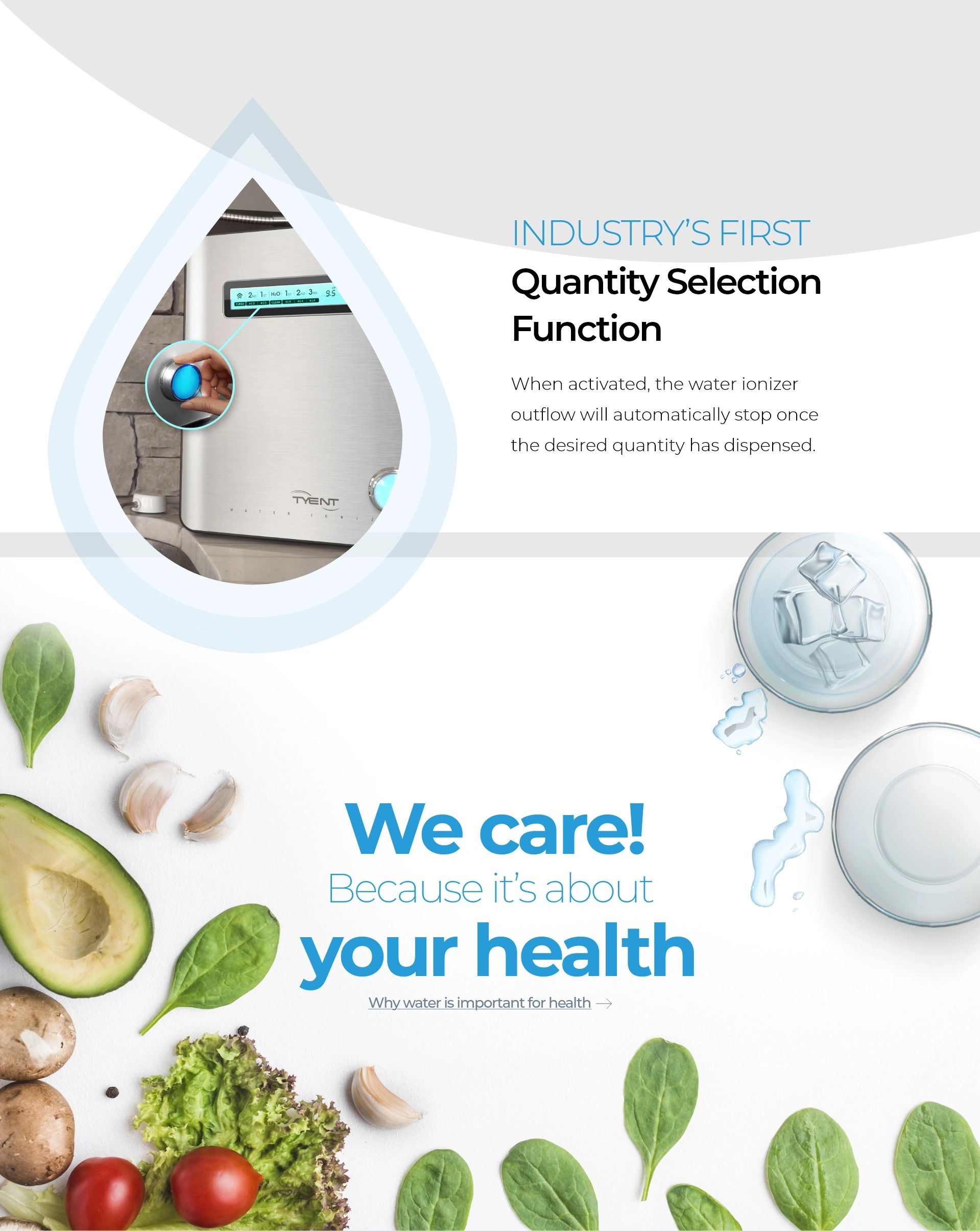 INDUSTRY'S FIRST Quantity Selection Function — We care! Because it's about your health